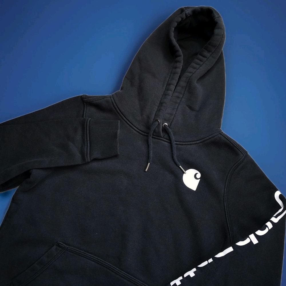 Carhartt Hoodie Sweatshirt Women S Black Clarksburg Sleeve Logo Relaxed Pullover